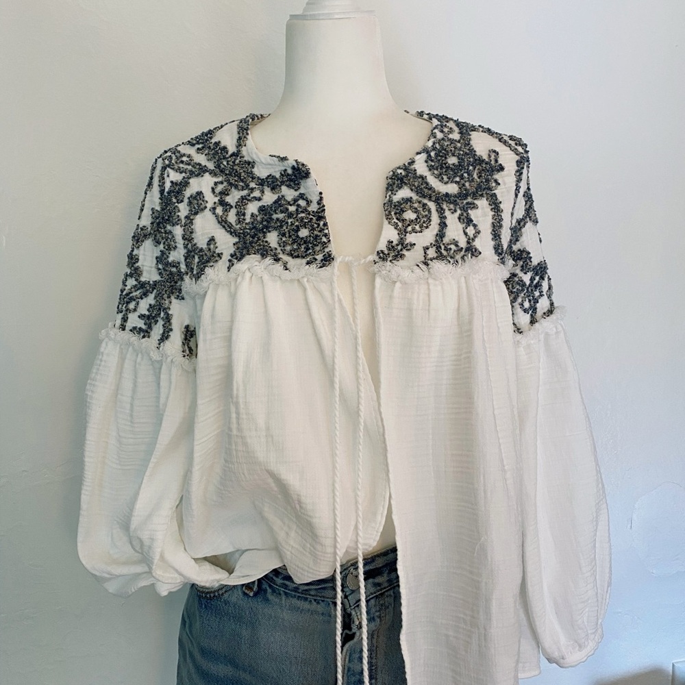 Zara Embroidered Boho Blouse | Size M